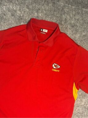 NFL Team Apparel Kansas City Chiefs NFL Polo Shirt Red Yellow Mens L
